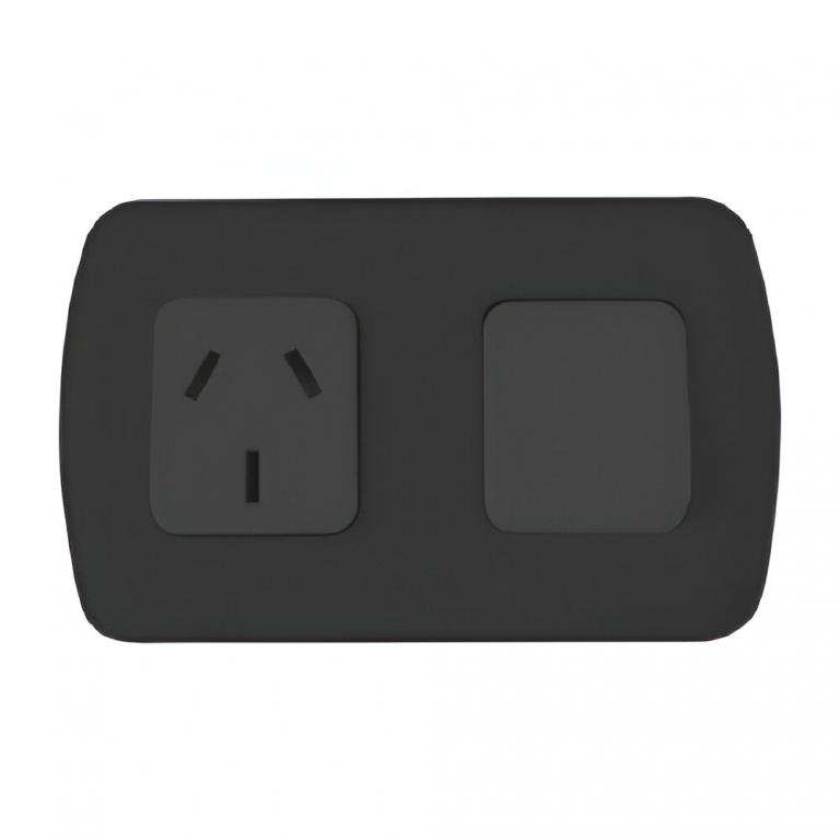 Llave 1 punto y toma exterior tekna negro